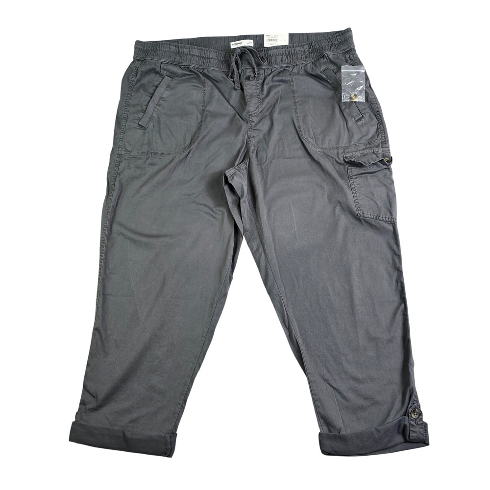 Sonoma Utility Capri Women 16W Gray Pull On Cargo Casual Pants Gorp Boho Cottage